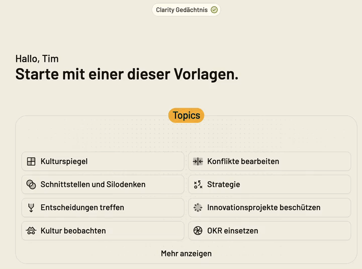 Animation des Unternehmensgedächtnisses – Clarity verbindet persönliches Gedächtnis, Unternehmens-DNA und gelebte Kultur