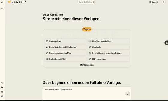 Vorschau der Willkommensnachricht »Neu hier« mit Ray in Clarity